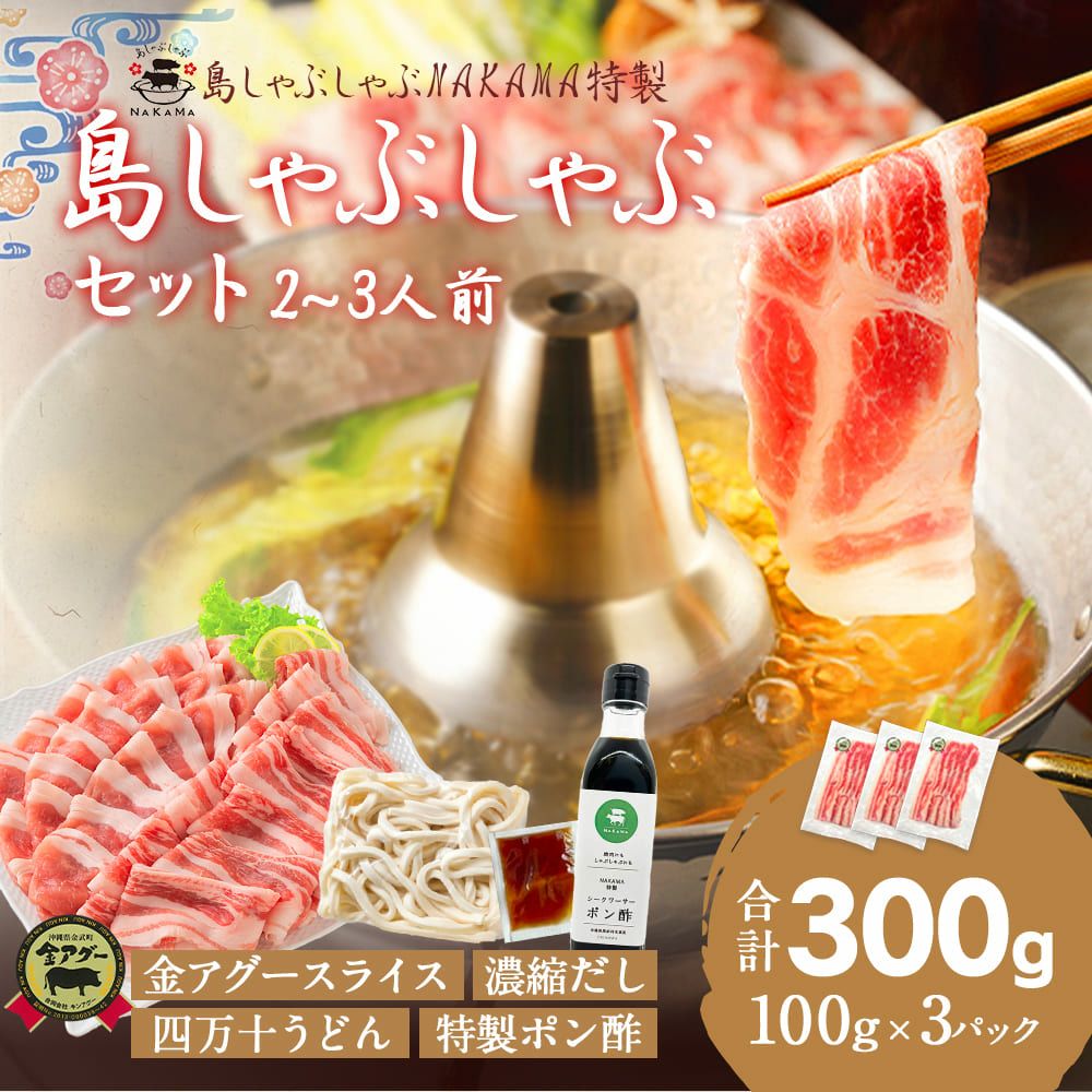 島しゃぶしゃぶセット 2～3人前 合計300g（金アグー豚 100g×3パック