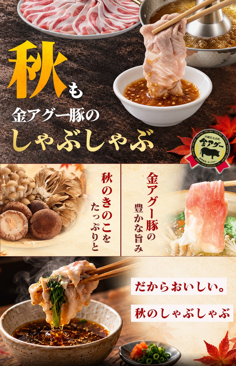 島しゃぶしゃぶセット 2～3人前 合計300g（金アグー豚 100g×3パック